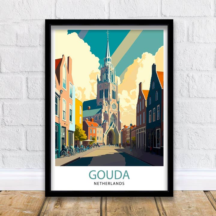 InkNPrintz – wholesale Art print – Gouda Netherlands Trave Poster Gouda Wall Art Gouda Home Decor Gouda Illustration Gouda Poster Gouda Gift Netherlands Travel Poster0