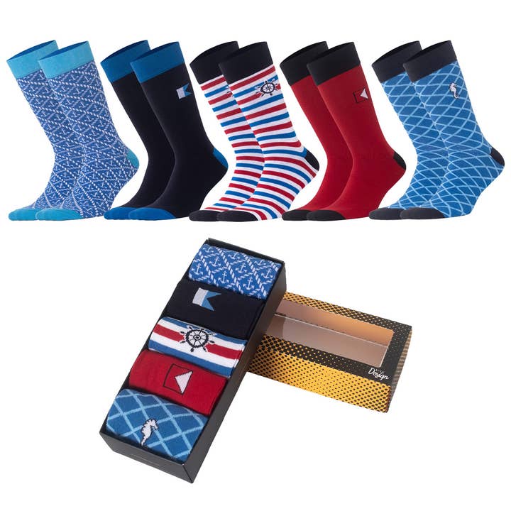 Biggdesign Ocean Men's 5-Piece Socket Sock Set for wholesale by Biggbrands