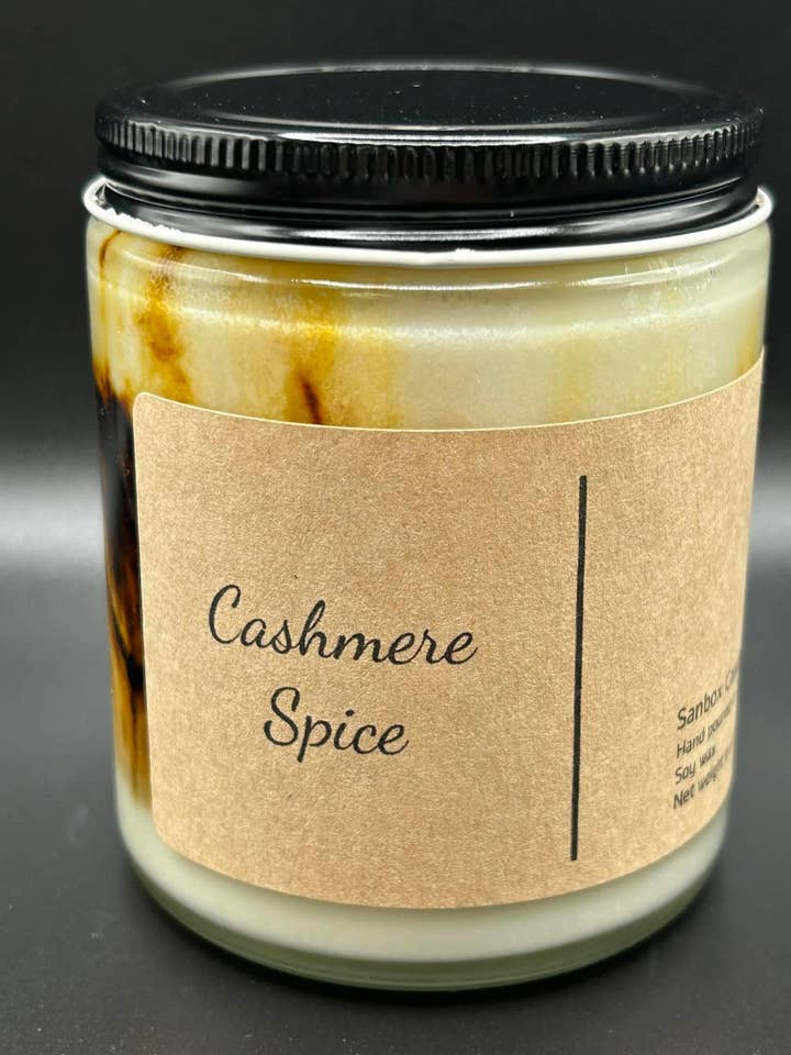 Bougie en cire de soja Cashmere Spice de 8 onces pour la vente par Sanbox Candle Co