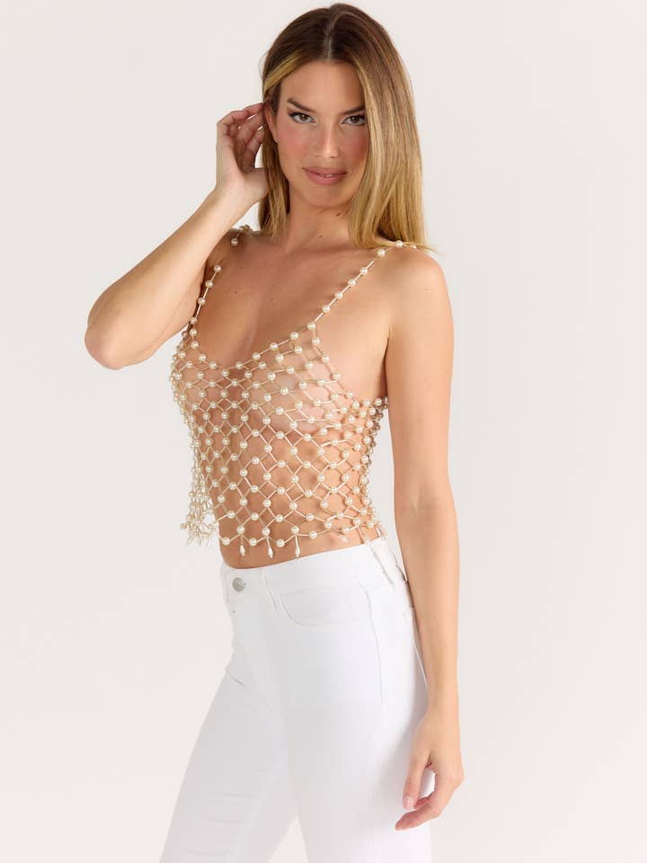 Débardeur en perles pour la vente par Da Veamor