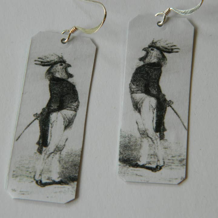 Sarah Wood Studio – wholesale Dangle earrings – Chicken earrings A Fine and Proud Rooster Illustration