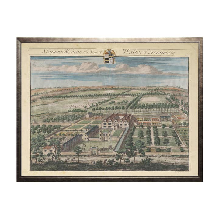 Vintage estate plan F with colored engraving for wholesale by Antique Curiosities Inc