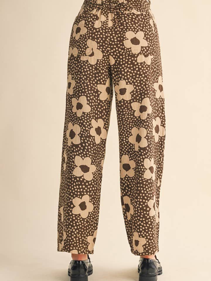 &MERCI - Wholesale Pants - Women's - FLORAL PRINT HIGH WAISTED PANTS MP421417