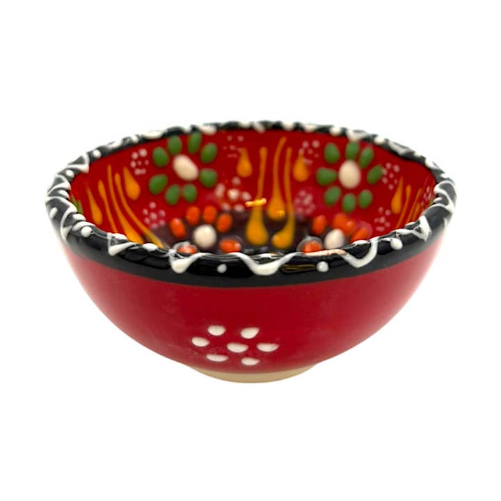 Bol en céramique - Fleur - Rouge - 8cm pour la vente par cotonIQ
