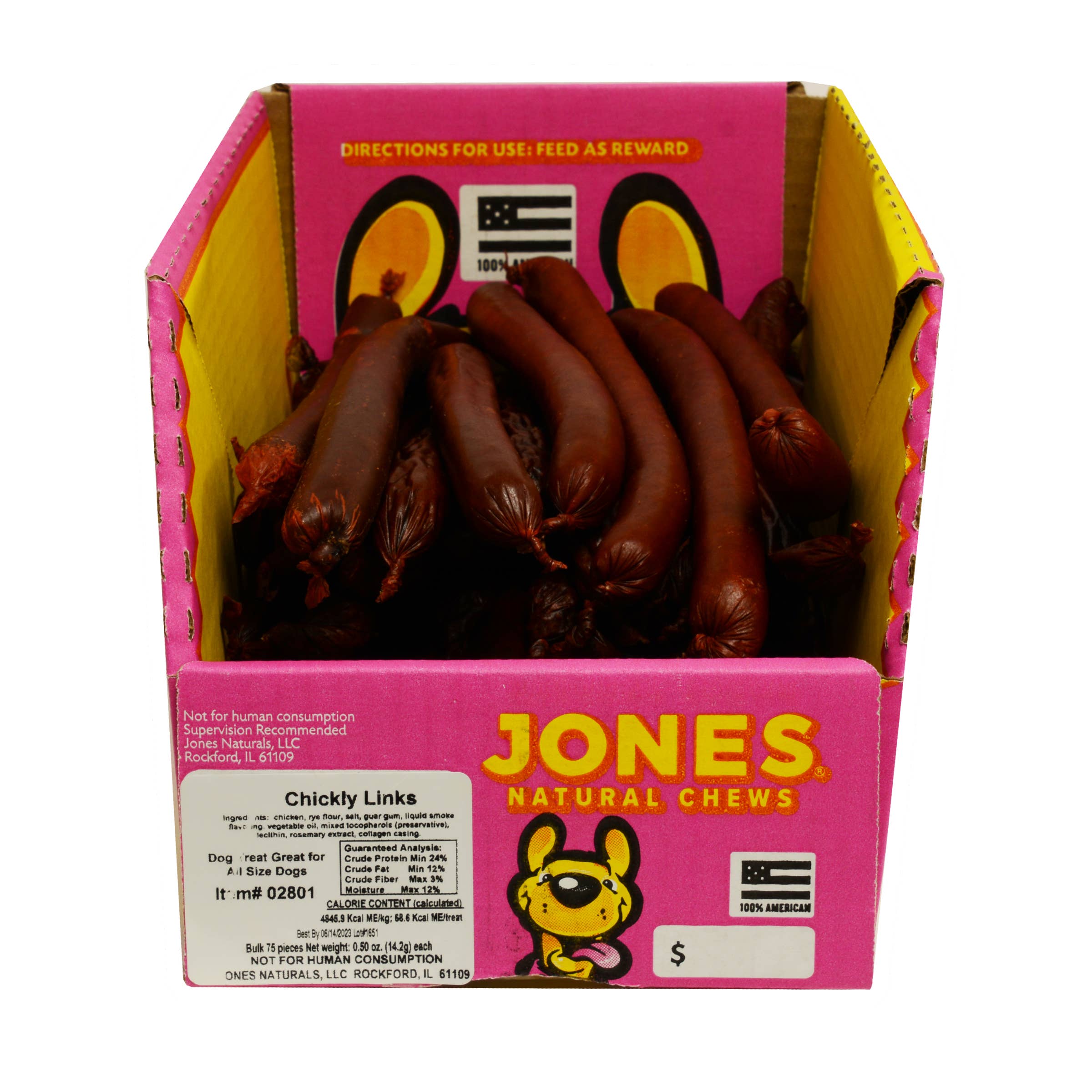 Jones Natural Chews - Wholesale Pet Treats - Dog - Chickly Links 7-8" Bulk1