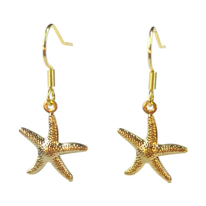 Stainless Steel Double-Sided Starfish Gold Earrings for wholesale by Stylish Jewelry Supply