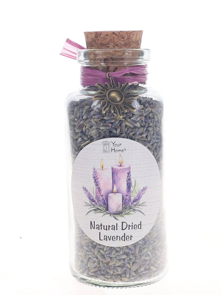 Naturlig tørret lavendel i glasbeholder – afslappende aroma for engroshandel hos Your Home
