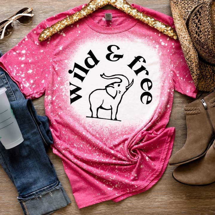 Wild And Free Graphic Bleached Western Tee for wholesale by Londas Trendy Tees