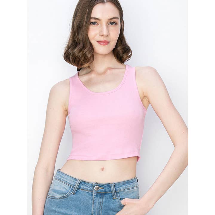 Timeless - Wholesale Tank Top - Women's - Cropped Scoop Neck Ribbed Tank Top9