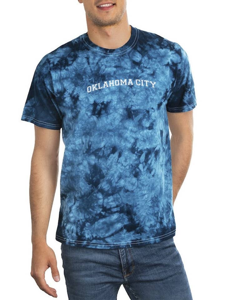 Oklahoma City Text Tie Dye Tee -SmartPrintsInk Designs for wholesale by SmartPrintsInk