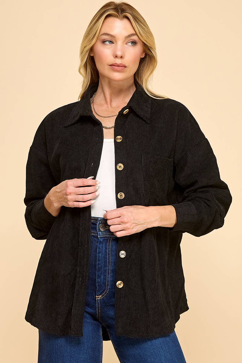 Cezele - Venta al por mayor Camisa con botones - Mujer - Camisa de pana abotonada de gran tamaño0