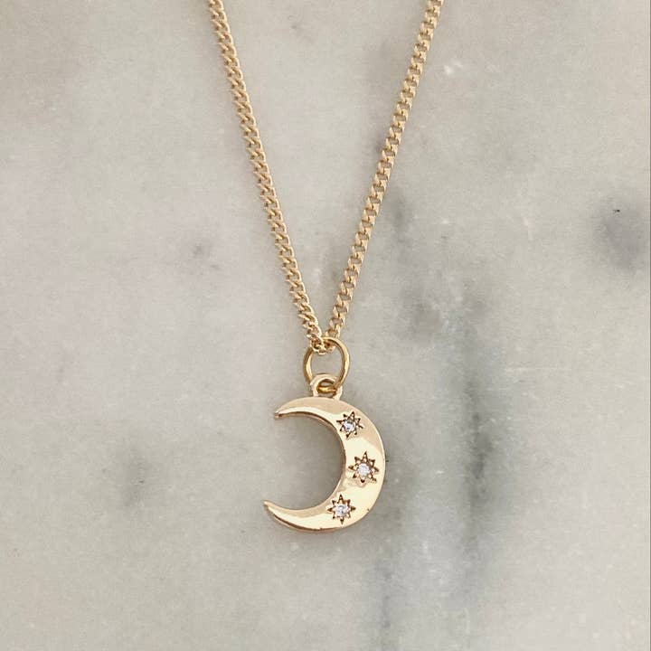 Amady Jewelry - Wholesale Pendant/Charm Necklace - Crescent Half Moon 18K gold filled necklace waterproof