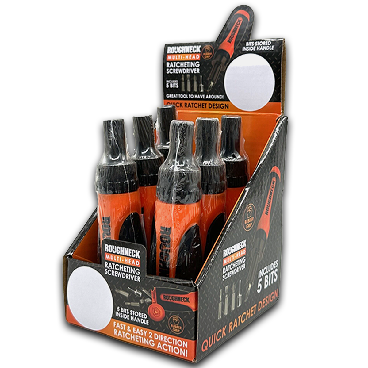 Novelty Brands - Wholesale Handy Tool - Roughneck Multi-Head Ratcheting Screwdriver - 6/Display0