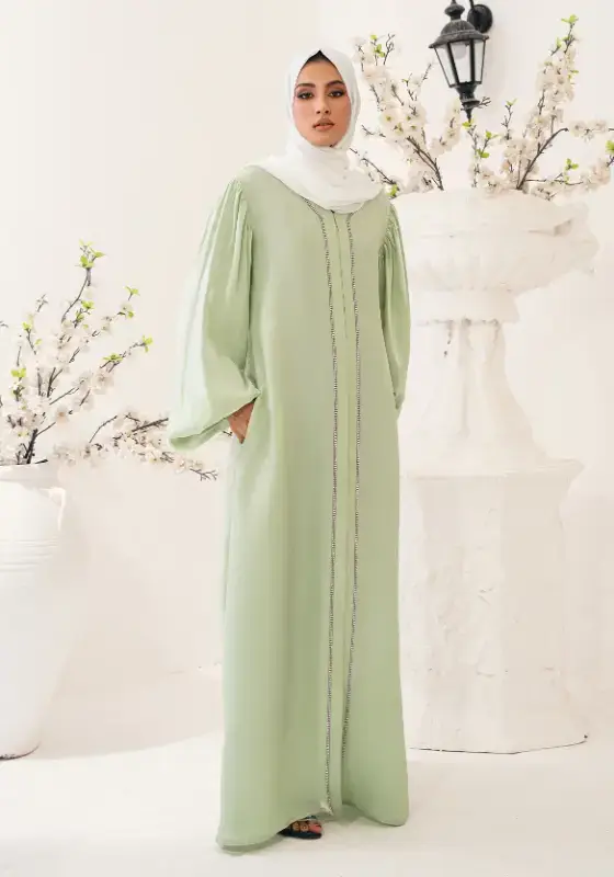Multiple Color Option Pistachio Embellished Abaya for wholesale on Faire0