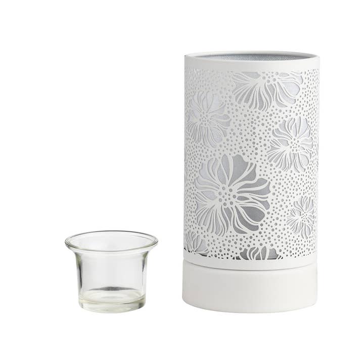 Peterson Housewares & Artwares - Wholesale Wax Warmer - 7" Touch lamp/Oil burner/Wax warmer-White Flower