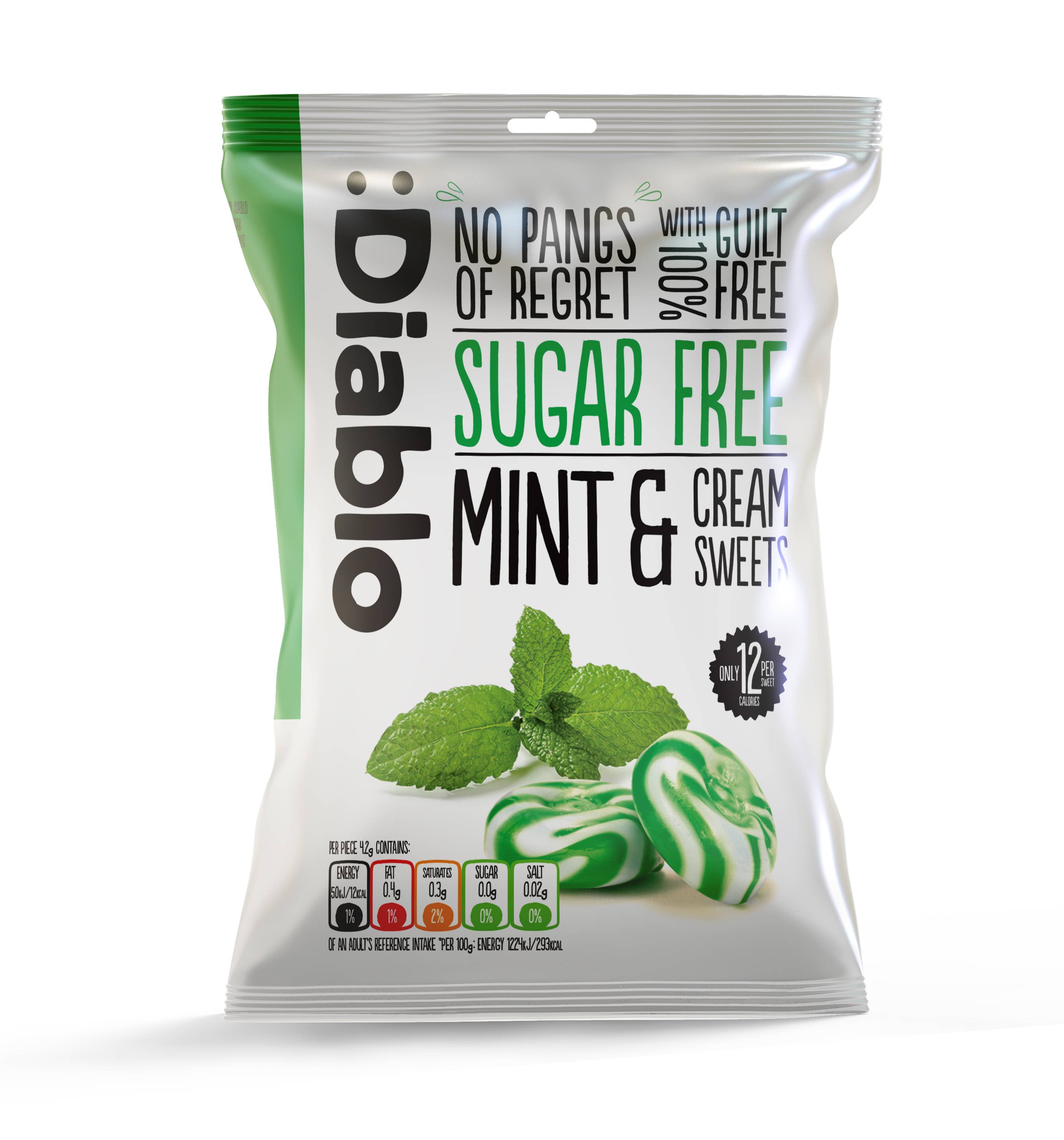 Diablo Sugar Free - Wholesale Boiled sweets - :Diablo Mint & Cream Sweets 75g