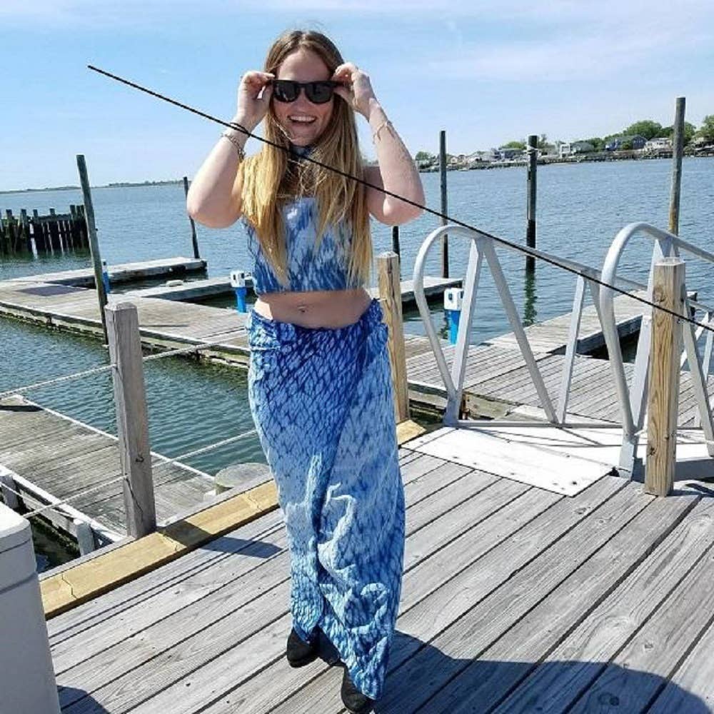 Ripple Indigo Dyed Long Scarf for wholesale on Faire3