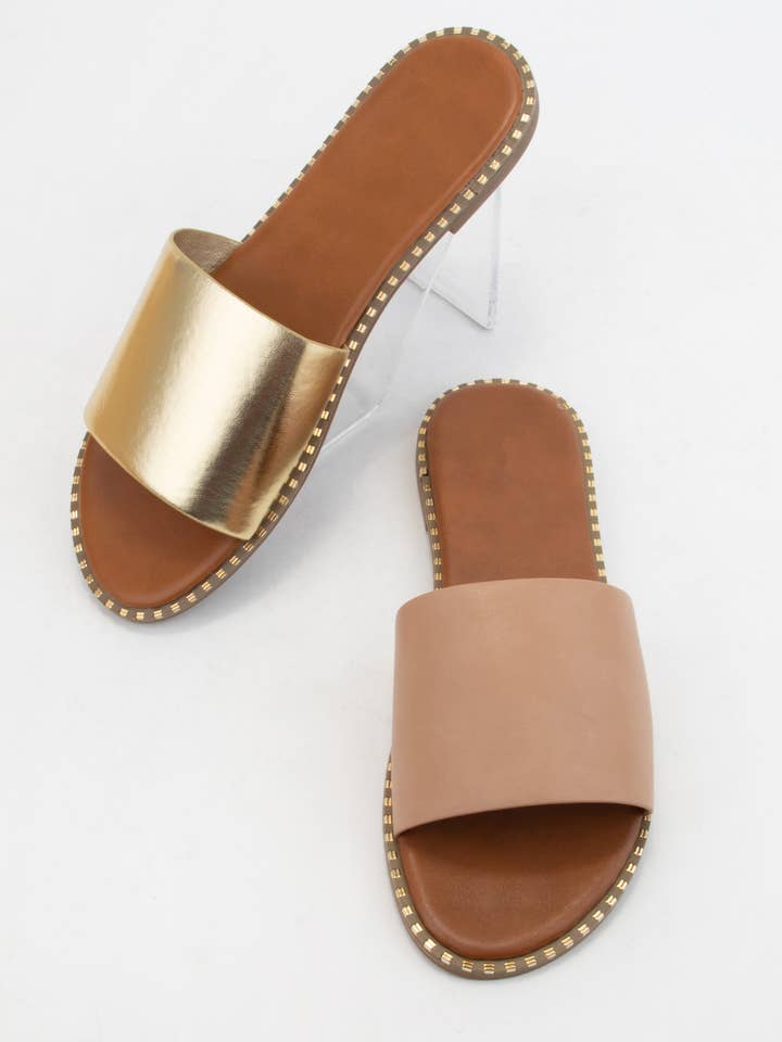 CCOCCI - Wholesale Sandals - Women's - MICAH METAL TIP EMBELLISHED EDGE SOLE SANDAL