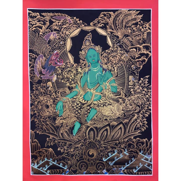Groene Tara Thangka voor wholesale door Art Of Tibet