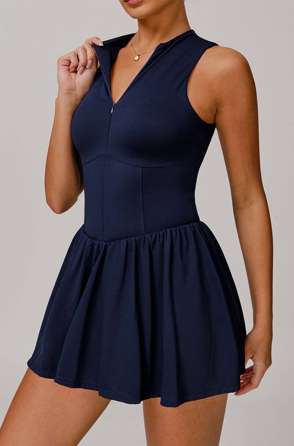 Crave by FW - Wholesale Athletic Dress - Women's - Zipper Tennis Dress with Short and Pocket7