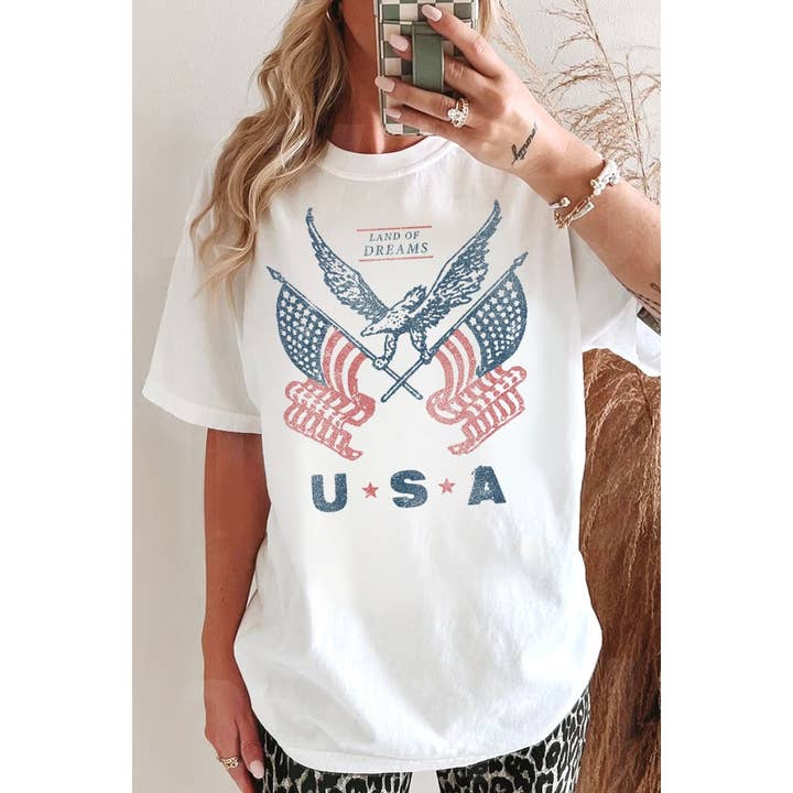 LANDOF DREAMS USA WASHED GRAPHIC TEE for wholesale by HRTandLUV
