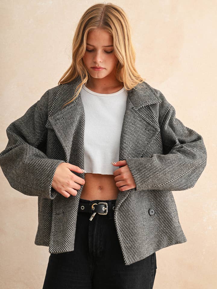 J5426 HERRINGBONE PATTERN CAPE STYLE JACKET for wholesale by MIOU MUSE