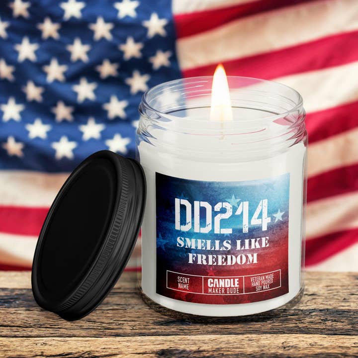 DD214 Militär pensionsljusgåva till honom, Veteranmäns roliga ljuspresentidéer, Veteranägt företag, Fars dag presentidéer för wholesale av Candle Maker Dude