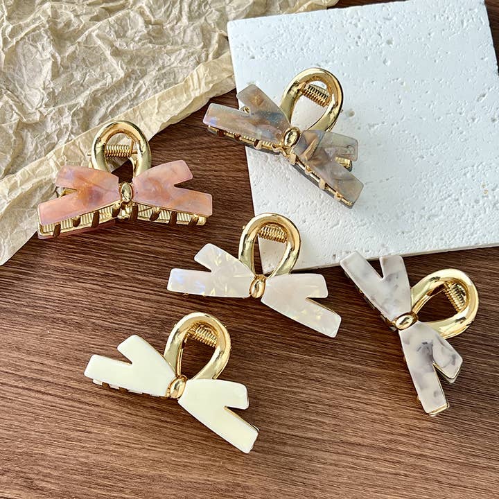 Chic Bow Style Metallic Acetate Hair Claws for wholesale by SoapElenGlen
