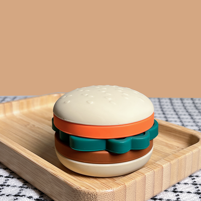 PETIKIDS - Vente Jouet classique – enfant - Jouet d'éveil en silicone : le Burger Empilable0
