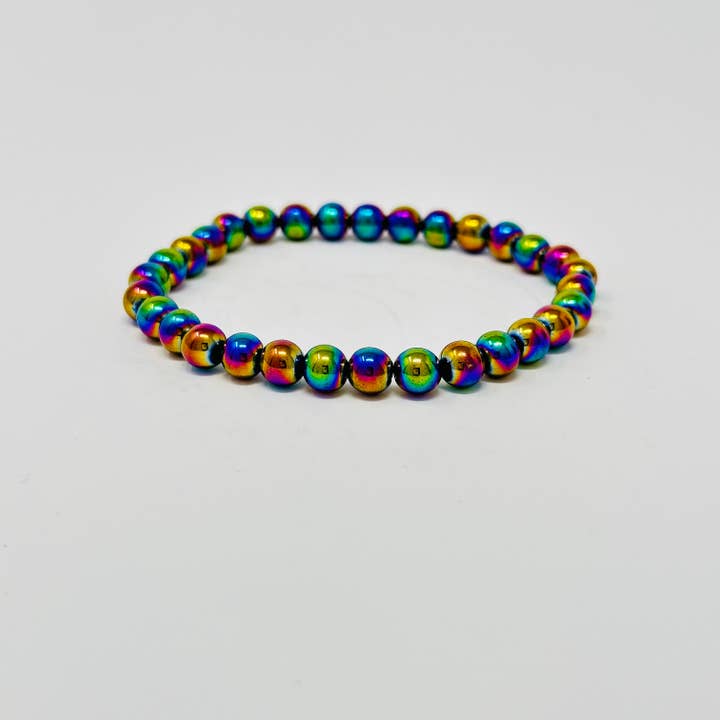 pulseira de pedras preciosas de hematite arco-íris por atacado de RAW SPIRIT NYC