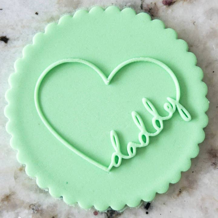 Daddy Text In Heart POPup Embosser Cookie Biscuit Stamp Fathers Day for wholesale by Cut Bake Stamp