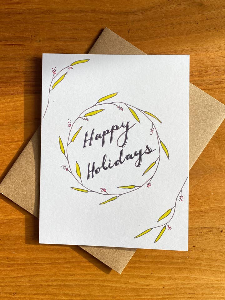 Happy Holidays Greeting Card for wholesale by Fern In The Forest