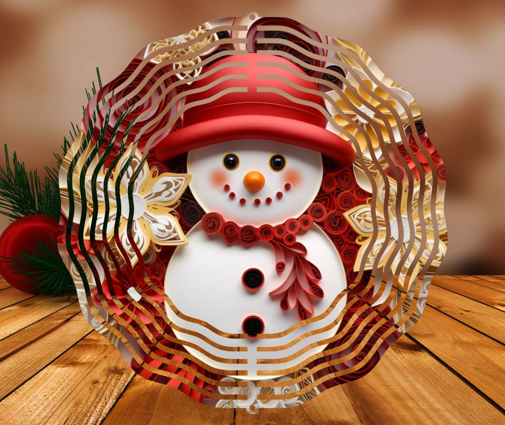 Fun-R-We Creations & Co. Ltd. - Wholesale Wind Spinner - 3D Snowman Paper Quill Effect Wind Spinner 8″ Sublimation