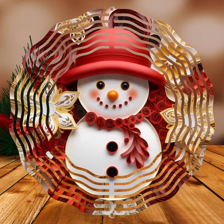 Fun-R-We Creations & Co. Ltd. – Großhandel Windspiel – 3D-Schneemann-Windspiel aus Papier, Federkiel-Effekt, 8″, Sublimation