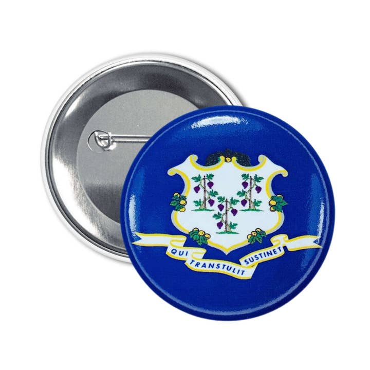 Astur Pins - Wholesale Lapel Pin/Button - Round Plate - Connecticut State Flag - USA