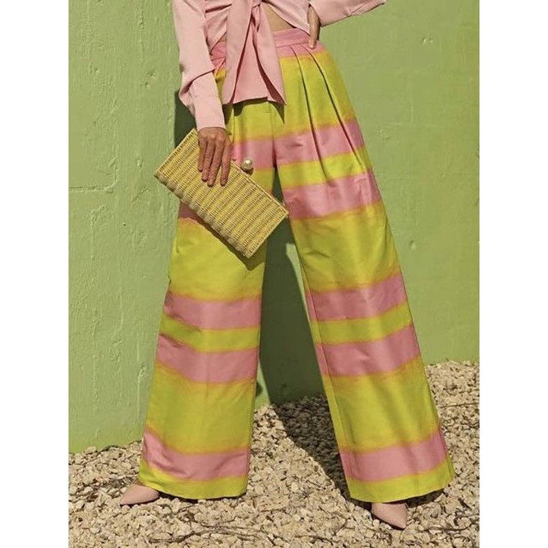 Fluorescent Contrast Color Empire Wide Leg Pants for wholesale on Faire1