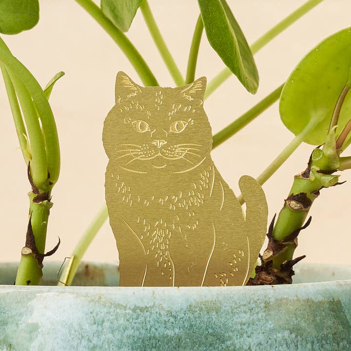 Cat, Plant Animal Pet, Brass Houseplant And Pot Decoration for wholesale by Another Studio UK