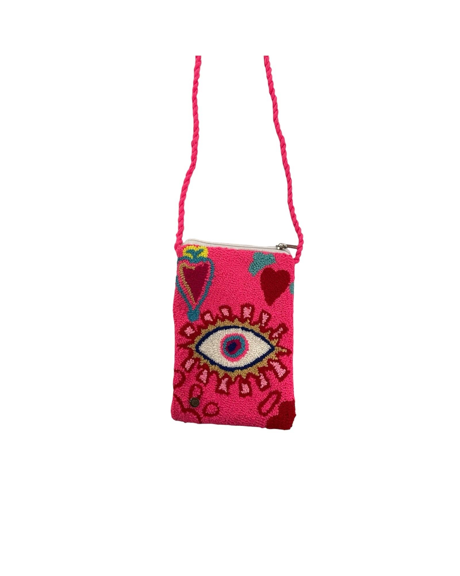 Boutique Femade ® - Wholesale Phone Wallet - Women's - Pink Evil Eye Wayuu Phone Holder1