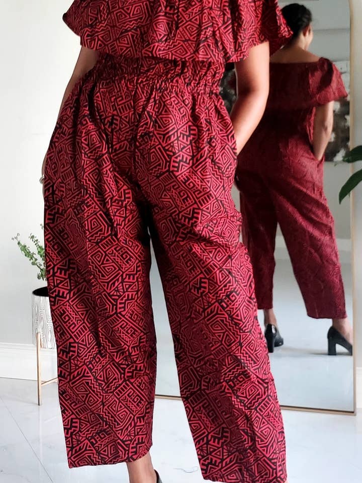 Fuld Romper/Junpsuit Rød/Sort -1123 for engroshandel hos India Batik