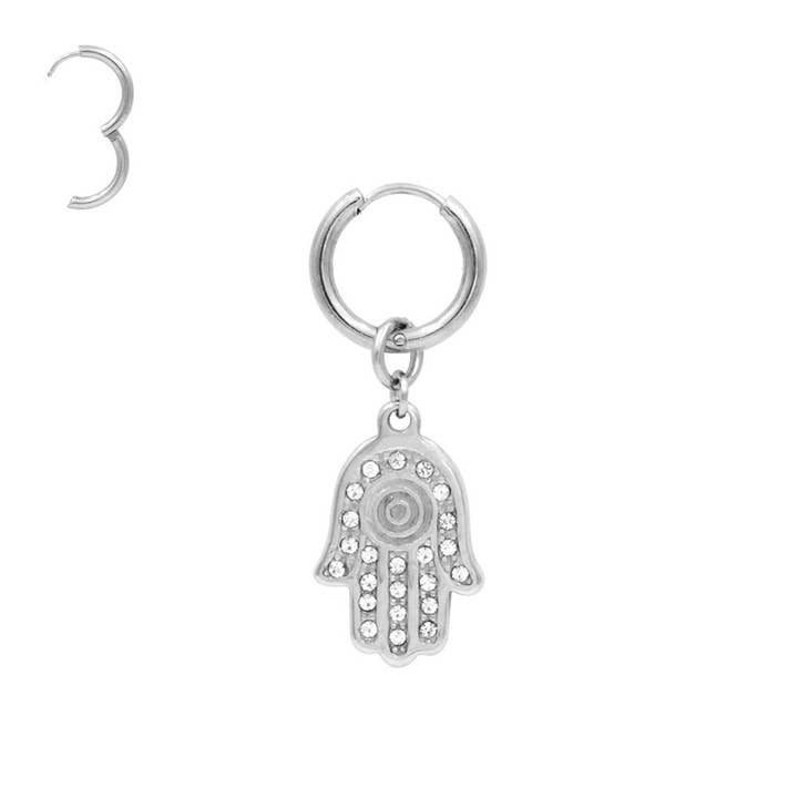 Earring Ring with Hand Pendant - PO-040 for wholesale by Awaken