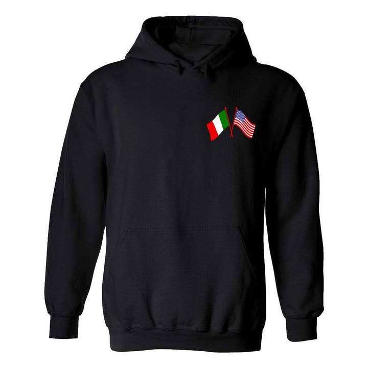 Italian American Cross Flag Hoodie for wholesale by Hardcore Italians