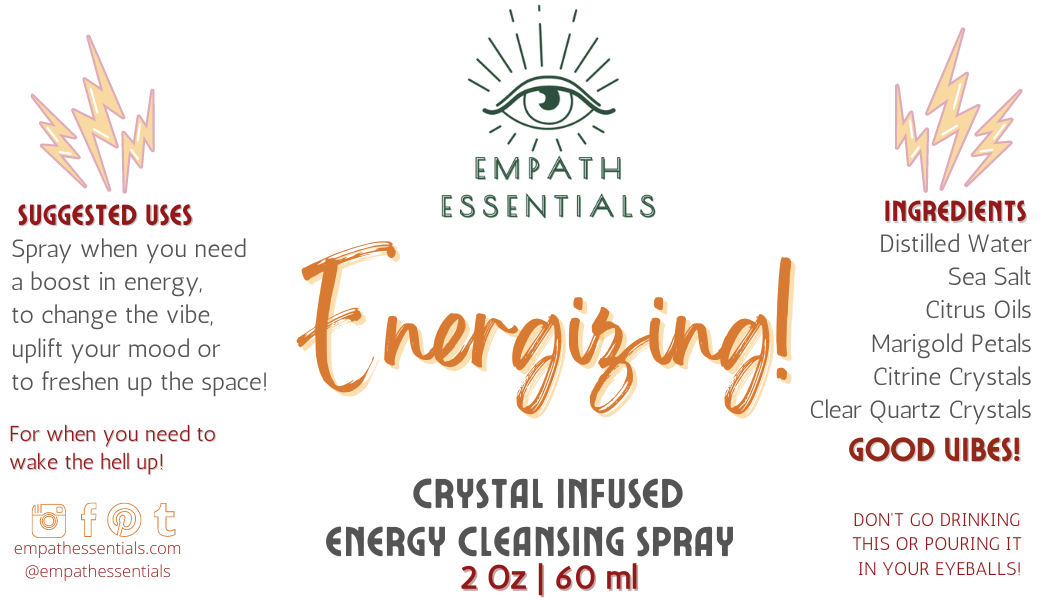 Empath Essentials - Vente Sprays de cristal - Spray nettoyant énergisant infusé de cristaux1