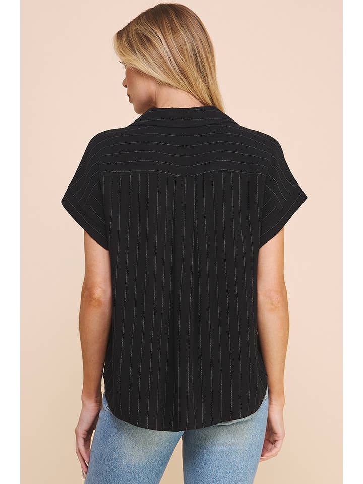 Allie Rose - Wholesale Button Down Shirt - Women's - Dolman V-Neck Shirt in Linen Blend2