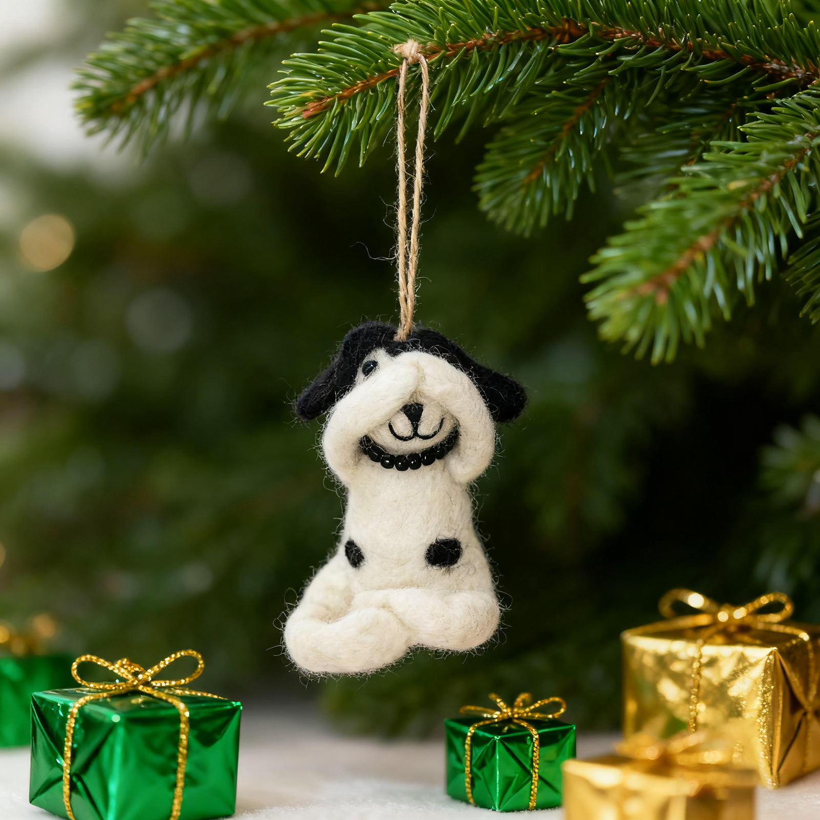 Sparkle Being - Wholesale Ornament - Handmade Wool Felt Yoga Dog Ornament1