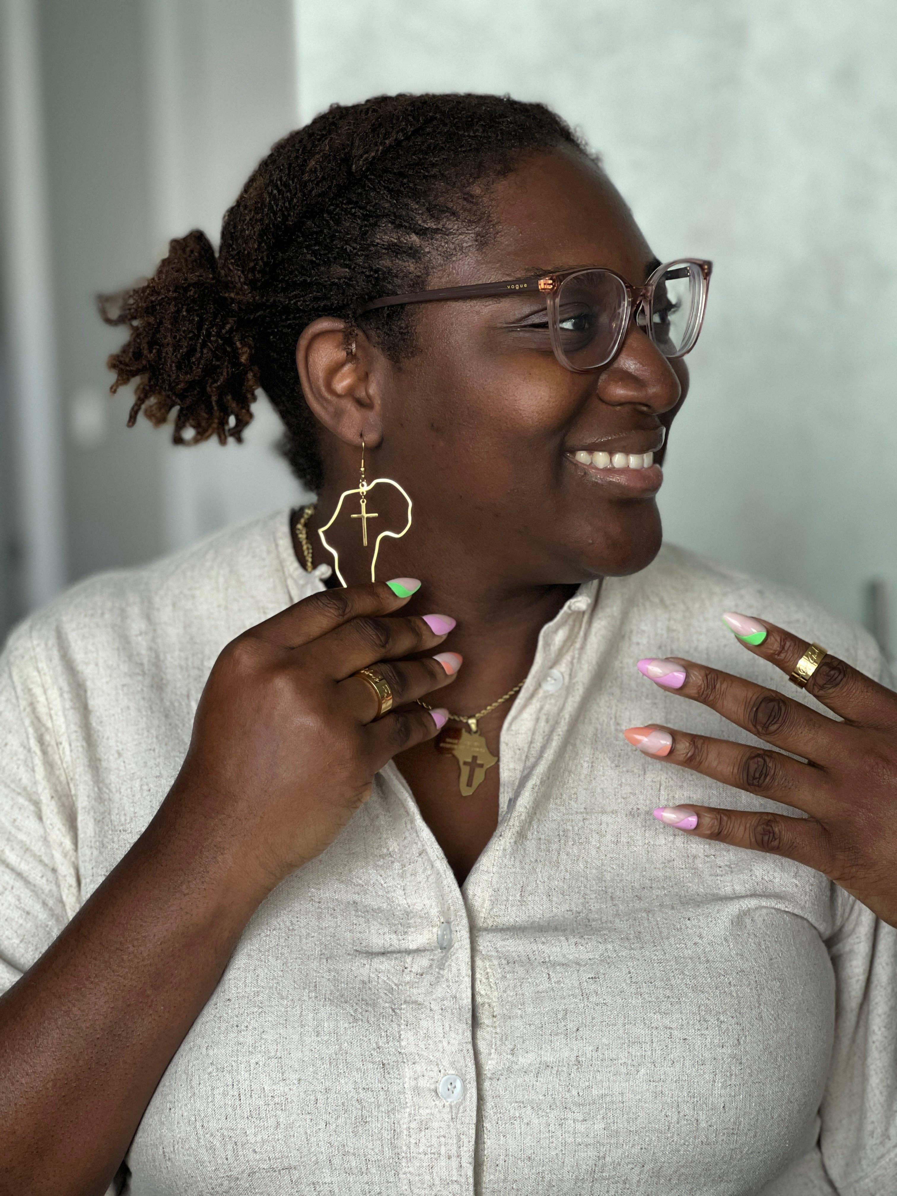 Adé & Grace - Wholesale Dangle Earrings - "Africa x Cross" Oversized Earrings2