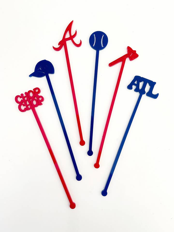 Ensemble de bâtonnets mélangeurs ATL Braves pour la vente par Lucky Lemon Paper Co.