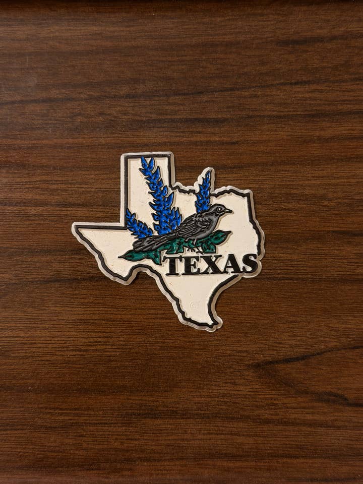 Vintage Texas rubberen magneet (spotvogel & bloemen) voor wholesale door 5801 Print House