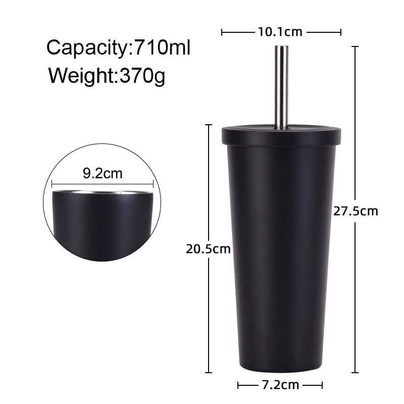 Candles Meta - Wholesale Insulated Mug/Tumbler - 710ml Silid Color Milk Tea Stainless Steel Cup with Straw20