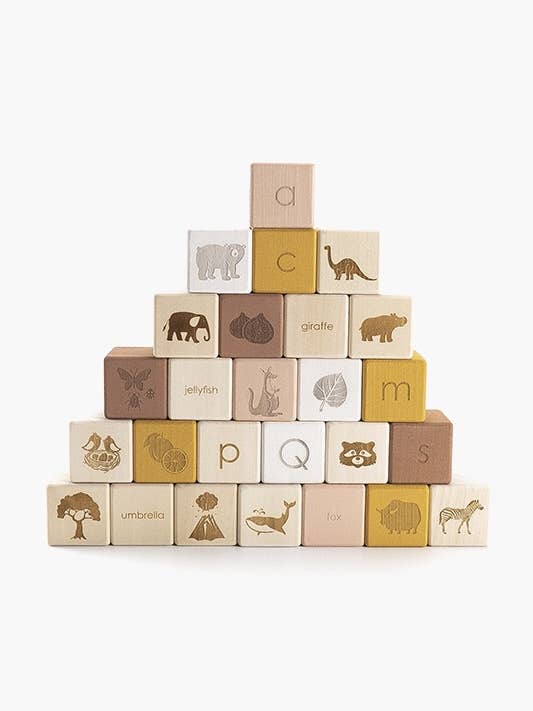 English Alphabet Block Set of Cubes for Children Wooden Toy for wholesale by SABO concept