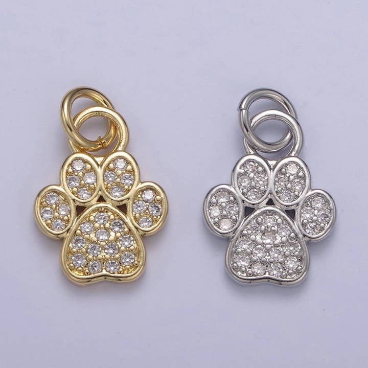 Aim Eternal – Engroshandel Vedhæng/charm – Mini Guld Sølv Hund Kat Bjørn Poteaftryk Charms til Armbånd Halskæde Ørering CZ Charm Smykkefremstilling Forsyning N-683 N-6843